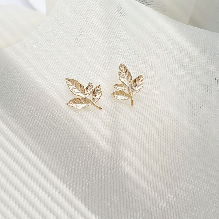 24k Gold Plated Maple Leaf Stud Earrings