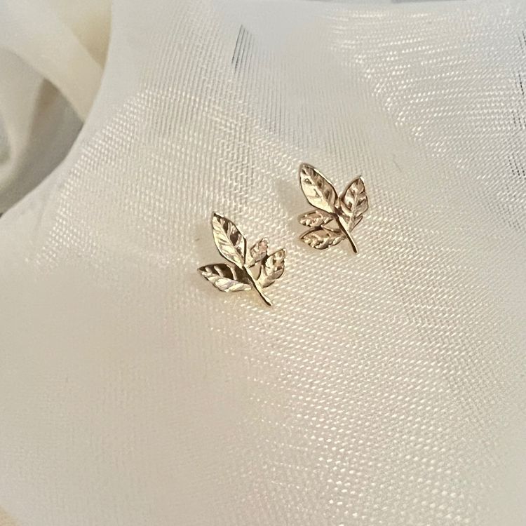 24k Gold Plated Maple Leaf Stud Earrings