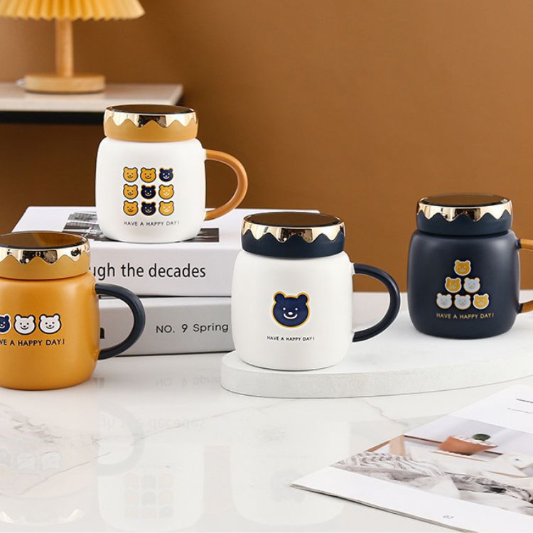Cute Bear Coffee Mug With Lid