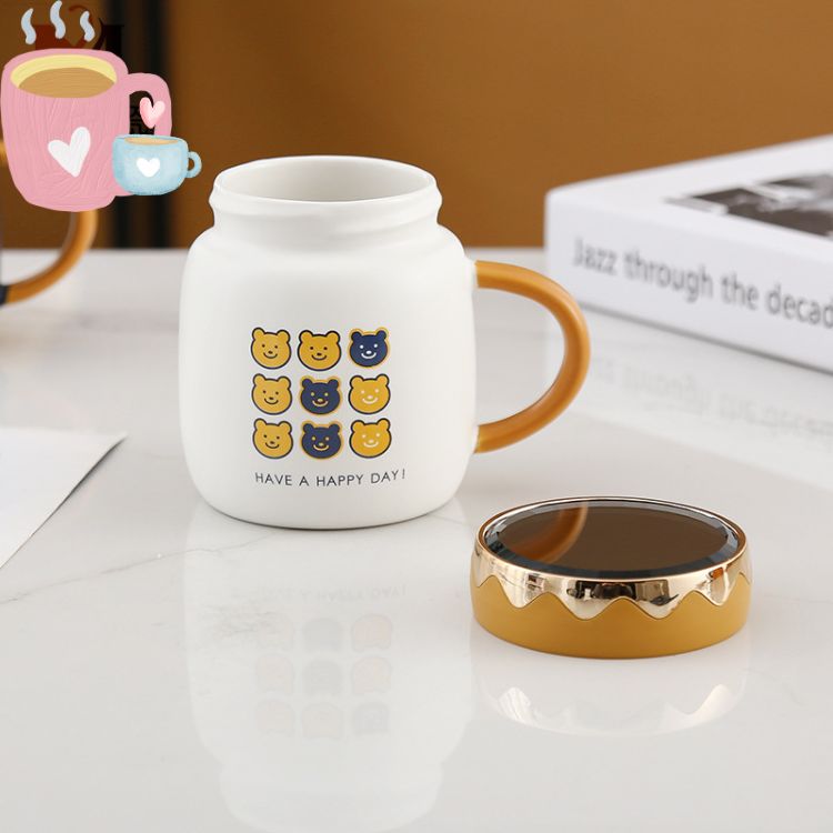 Cute Bear Coffee Mug With Lid