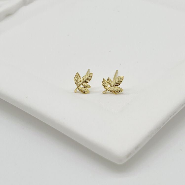24k Gold Plated Maple Leaf Stud Earrings