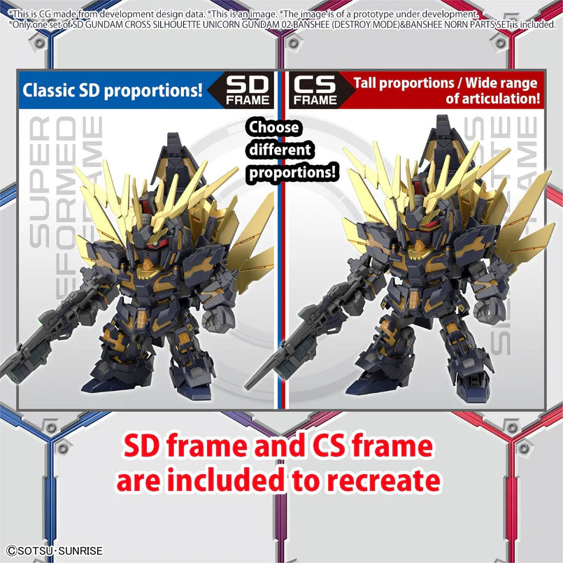 SD GUNDAM CROSS SILHOUETTE UNICORN GUNDAM 02 BANSHEE (DESTROY MODE) & BANSHEE NORN PARTS SET